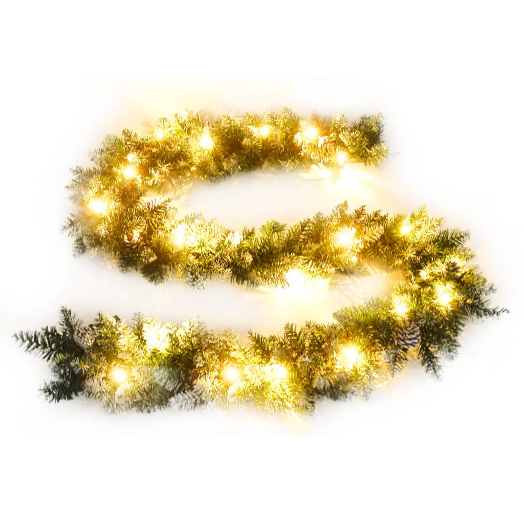 Christmas Garland with LED Lights Green 5.2 m PVC