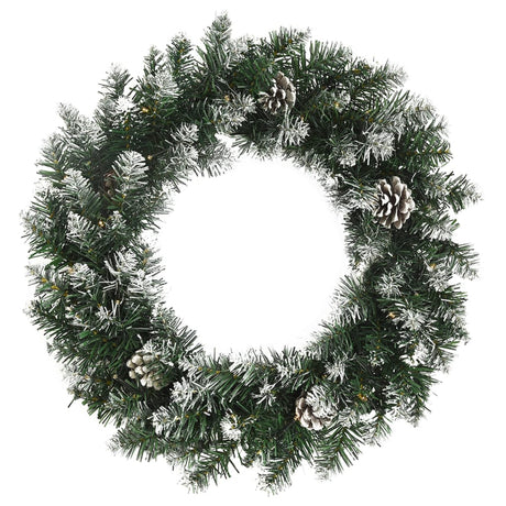 Christmas Wreath with LED Lights Green 60 cm PVC