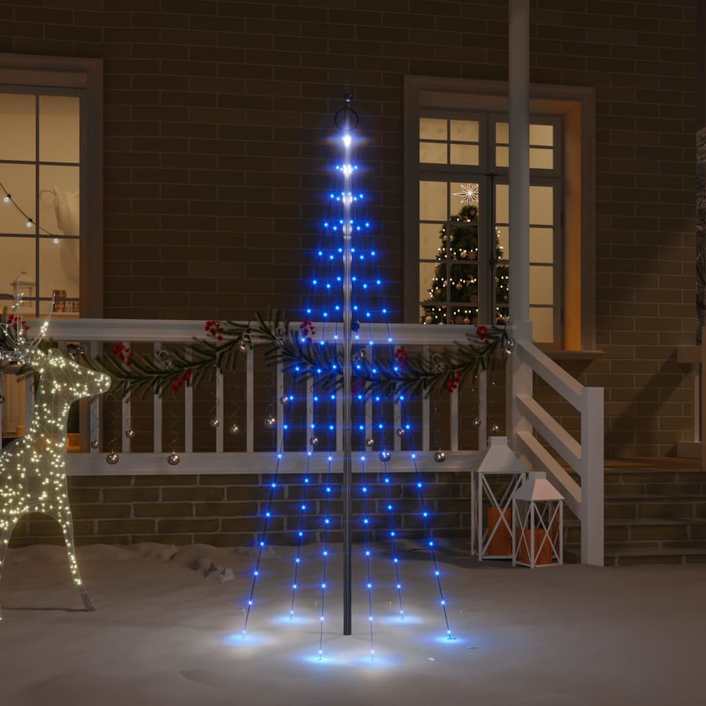 Christmas Tree on Flagpole Blue 108 LEDs 180 cm