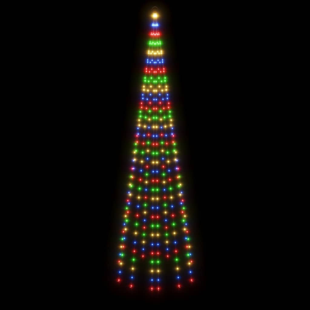 Christmas Tree on Flagpole Colourful 310 LEDs 300 cm