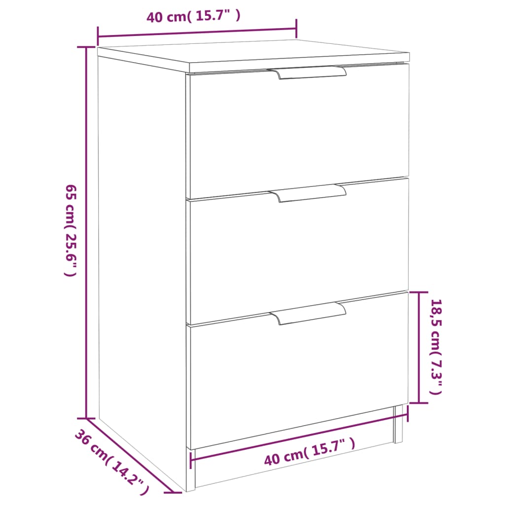 Bedside Cabinets 2 pcs Black 40x36x65 cm