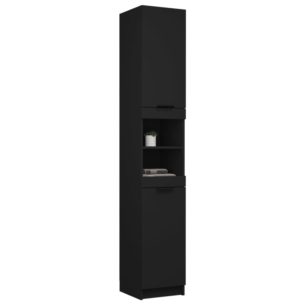 Bathroom Cabinet Black 32x34x188.5 cm Engineered Wood