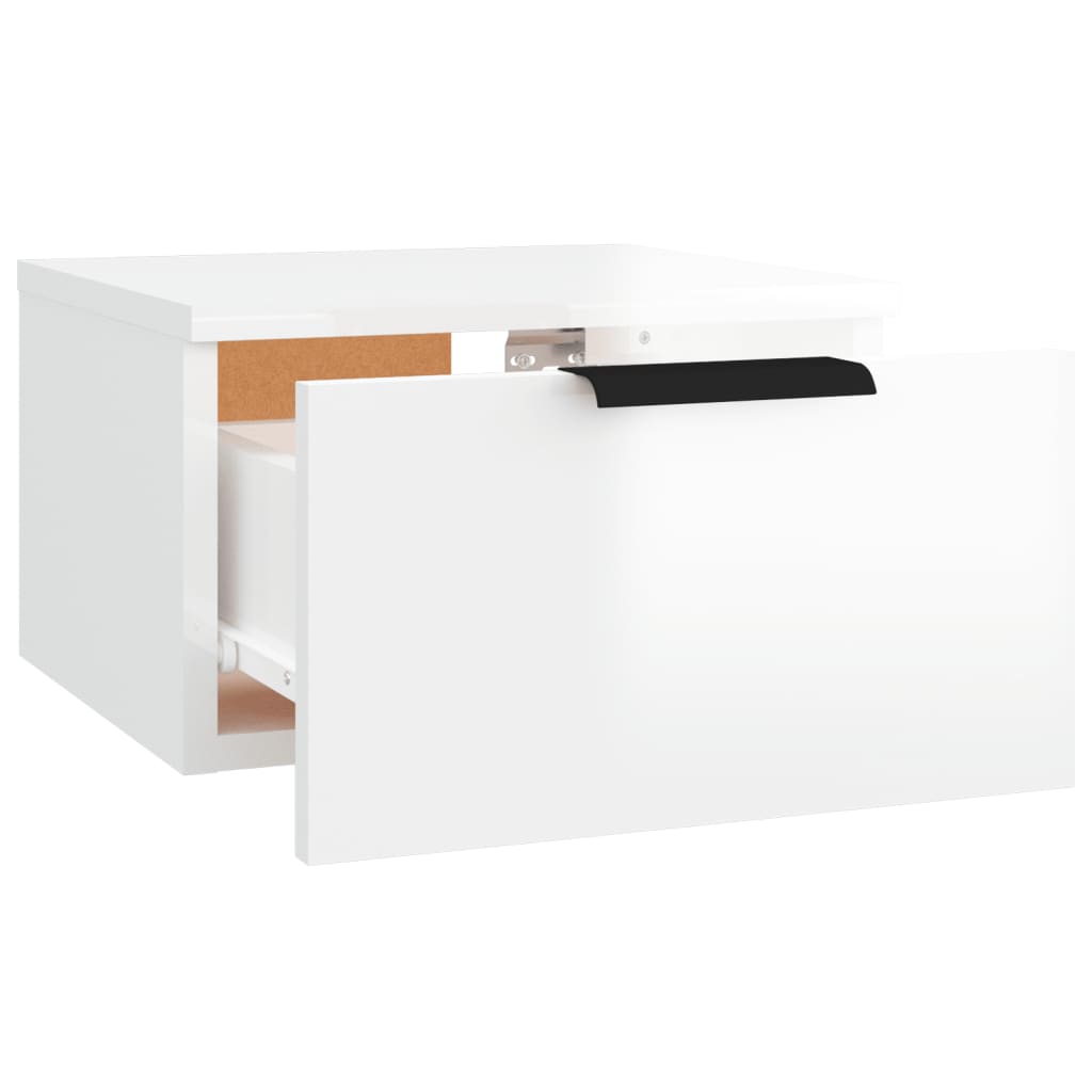 Wall-mounted Bedside Cabinet High Gloss White 34x30x20 cm