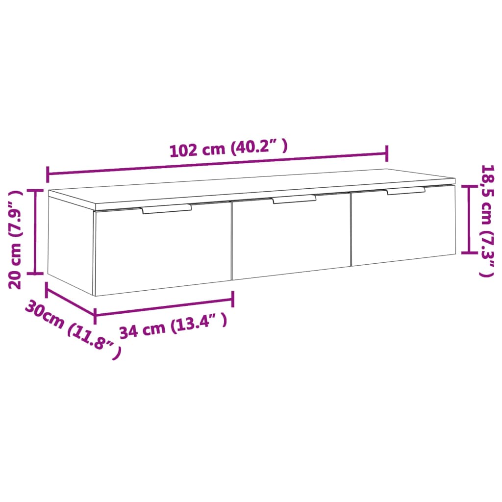 Wall Cabinet White 102x30x20 cm Engineered Wood