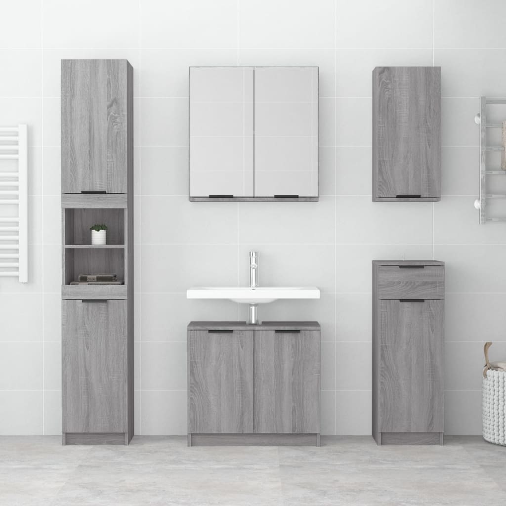 Bathroom Cabinet Grey Sonoma 32x34x188.5 cm Engineered Wood