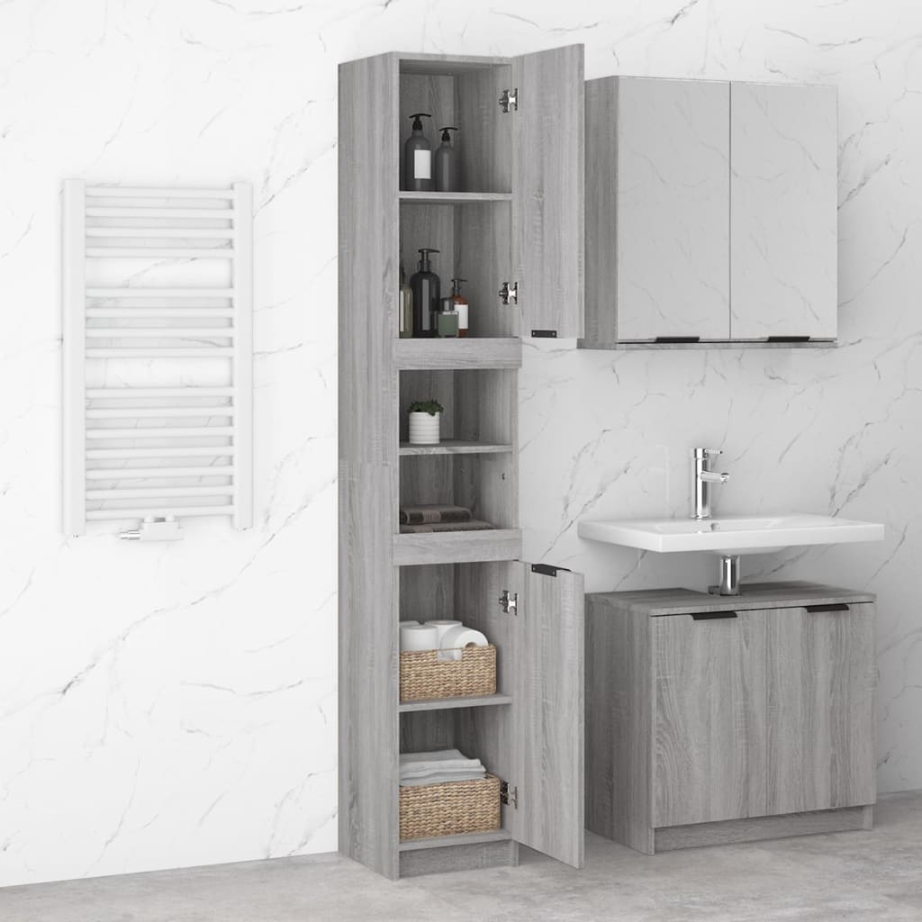 Bathroom Cabinet Grey Sonoma 32x34x188.5 cm Engineered Wood