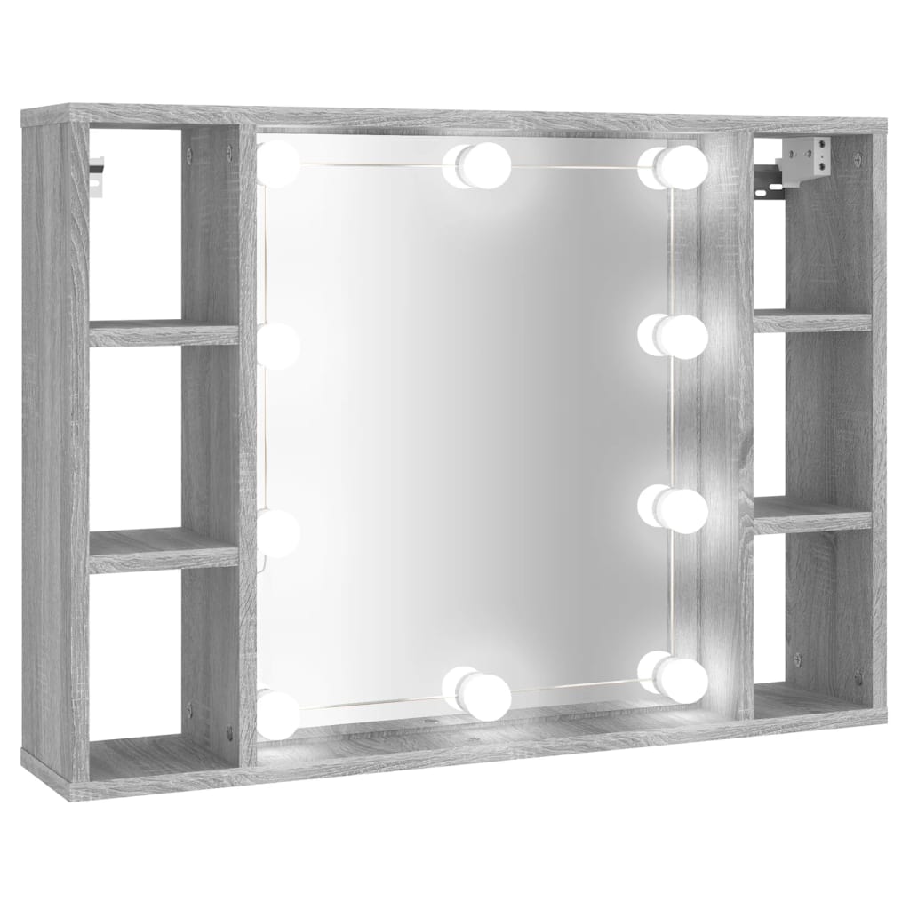 Mirror Cabinet with LED Grey Sonoma 76x15x55 cm