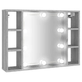 Mirror Cabinet with LED Grey Sonoma 76x15x55 cm