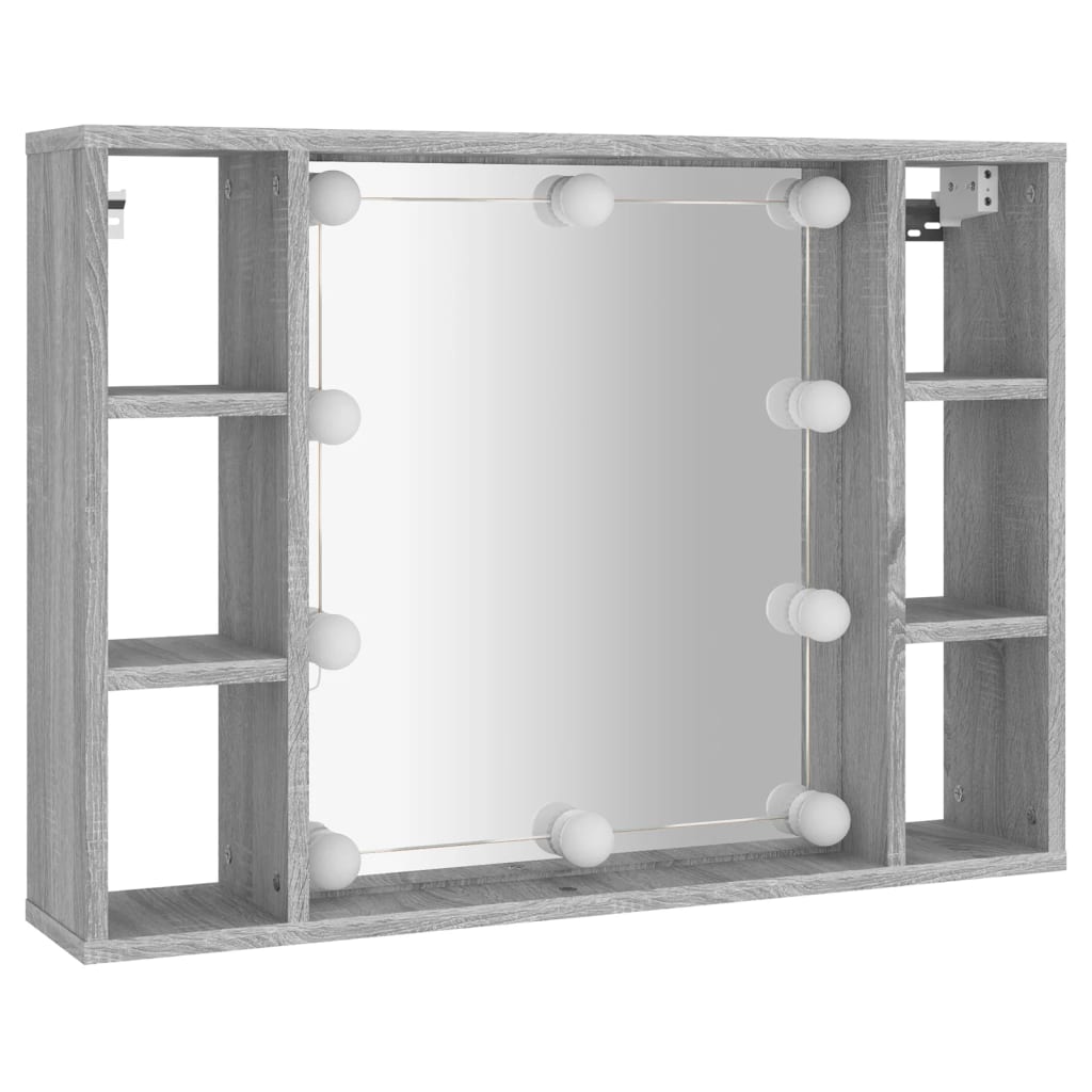 Mirror Cabinet with LED Grey Sonoma 76x15x55 cm