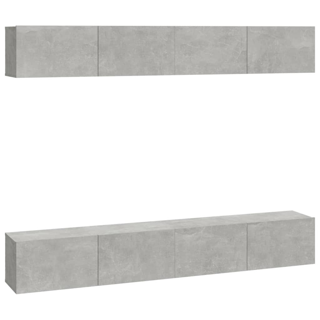 Wall TV Cabinets 4 pcs Concrete Grey 100x30x30 cm