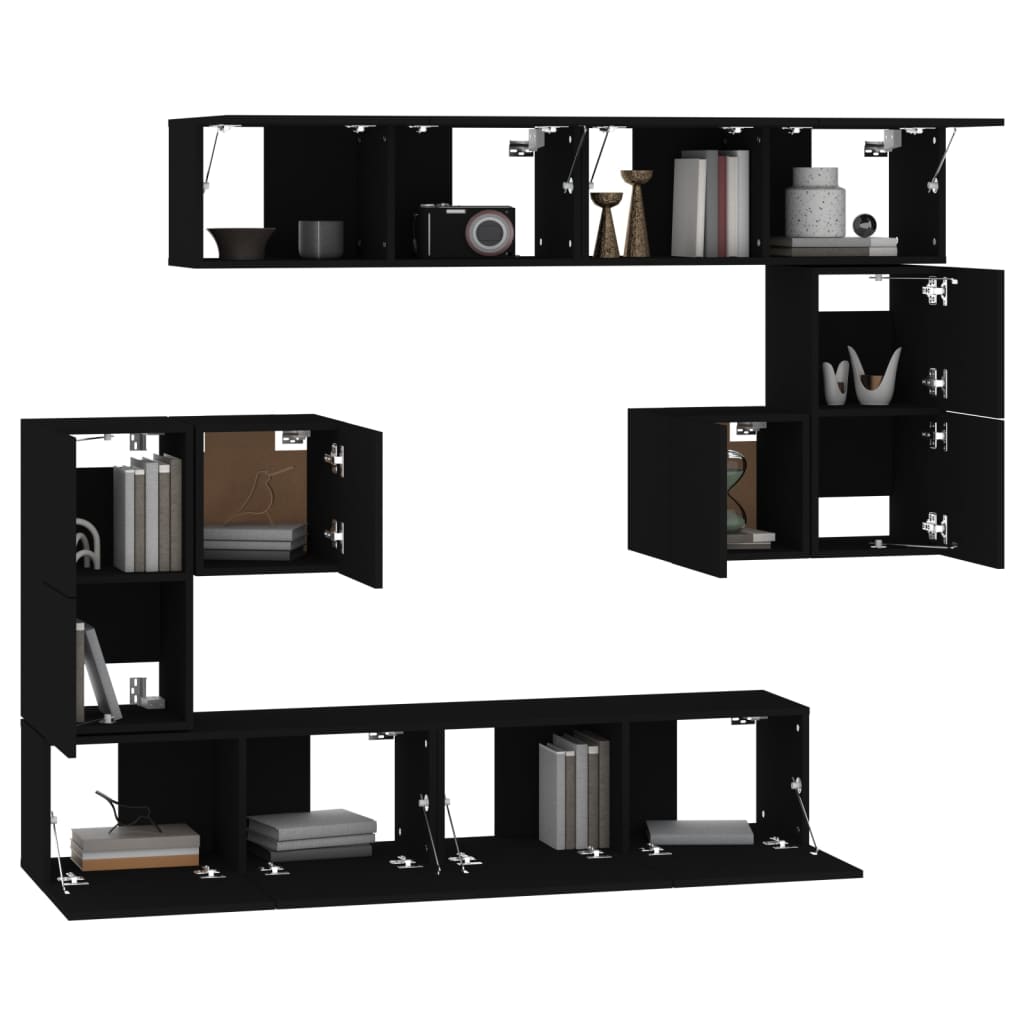 Wall-mounted TV Cabinet Black Engineered Wood