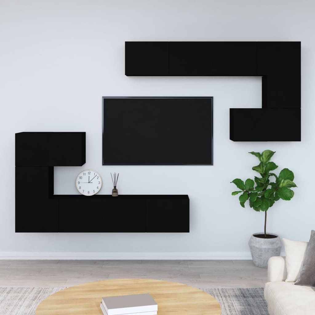 Wall-mounted TV Cabinet Black Engineered Wood