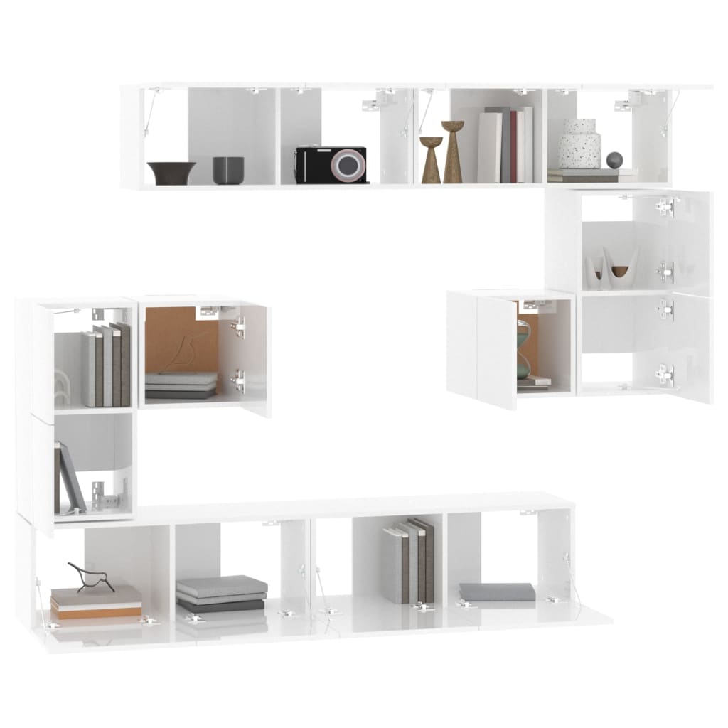 Wall-mounted TV Cabinet High Gloss White Engineered Wood