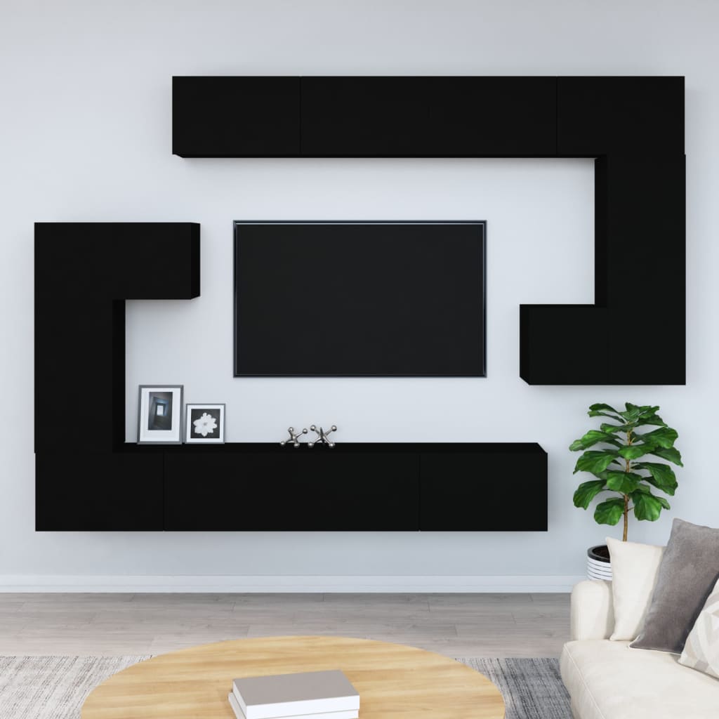 Wall-mounted TV Cabinet Black Engineered Wood