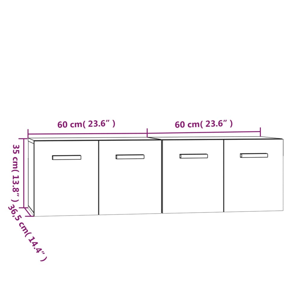 Wall Cabinets 2 pcs Grey Sonoma 60x36.5x35 cm Engineered Wood