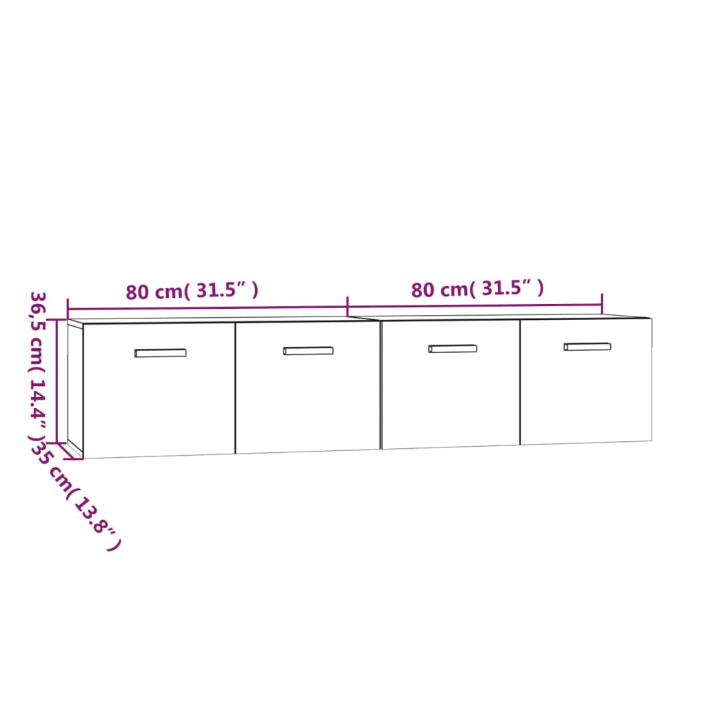 Wall Cabinets 2 pcs Brown Oak 80x35x36.5 cm Engineered Wood