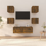 Wall-mounted TV Cabinet Set Smoked Oak Engineered Wood