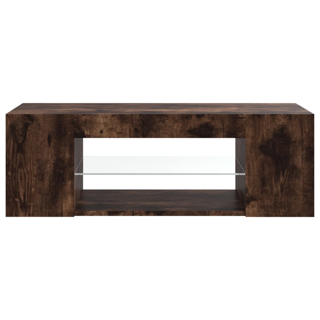 TV Cabinet with LED Lights Smoked Oak 90x39x30 cm