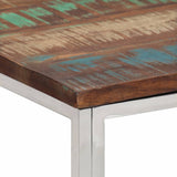 Coffee Table Silver Stainless Steel and Solid Wood Reclaimed