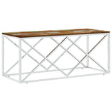 Coffee Table Stainless Steel and Solid Wood Reclaimed