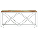 Coffee Table Stainless Steel and Solid Wood Reclaimed