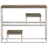 Console Table Silver Stainless Steel and Solid Wood Reclaimed