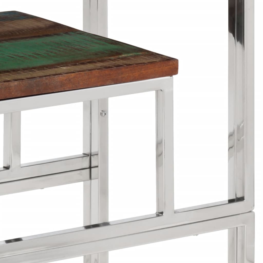 Console Table Silver Stainless Steel and Solid Wood Reclaimed