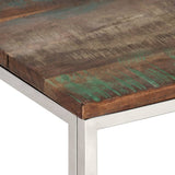 Coffee Table Silver Stainless Steel and Solid Wood Reclaimed