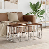 Coffee Table Stainless Steel and Solid Wood Reclaimed