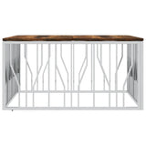 Coffee Table Silver Stainless Steel and Solid Wood Reclaimed