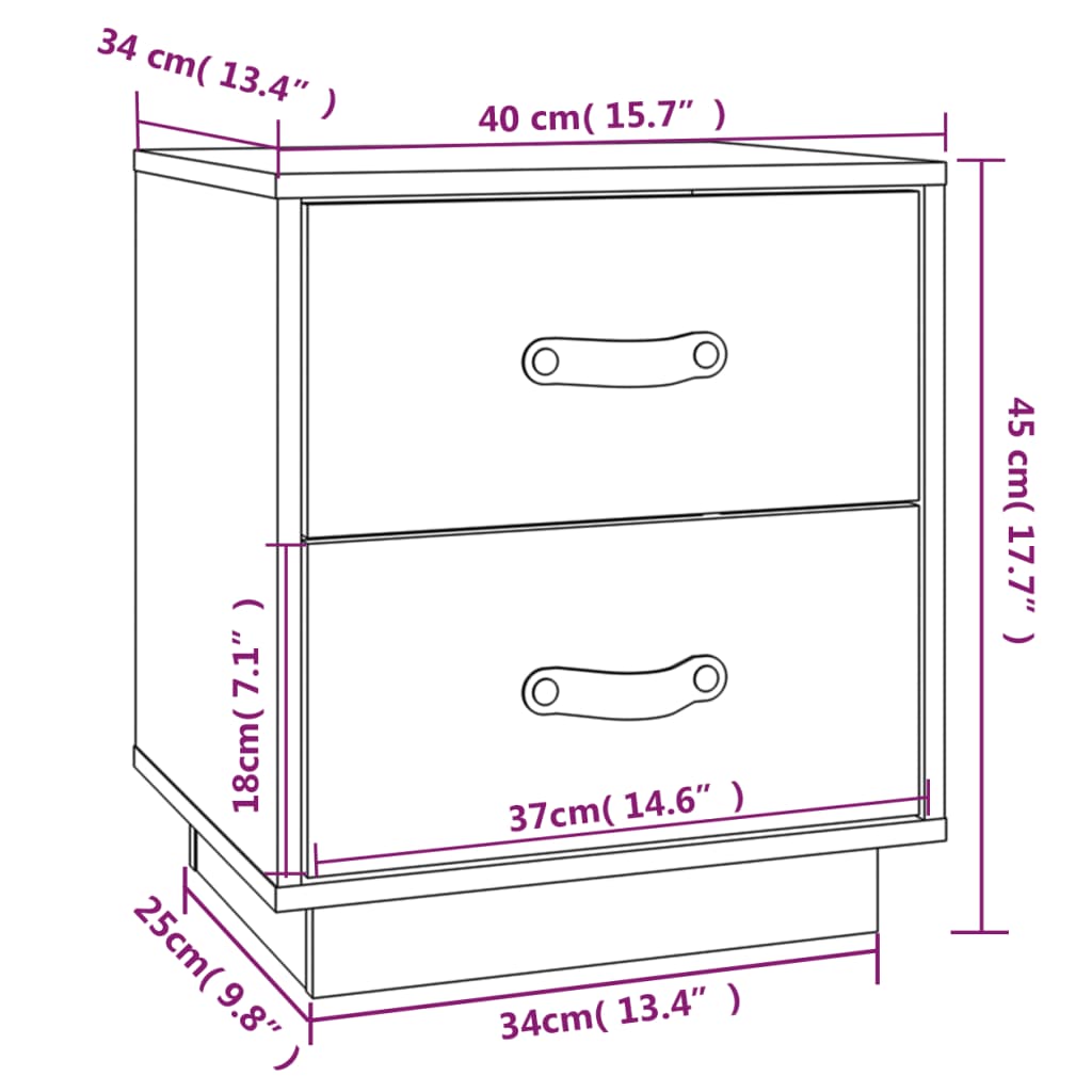 Bedside Cabinet Honey Brown 40x34x45 cm Solid Wood Pine