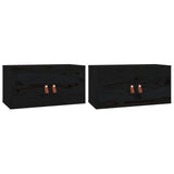 Wall Cabinets 2 pcs Black 60x30x30 cm Solid Wood Pine