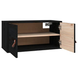 Wall Cabinets 2 pcs Black 60x30x30 cm Solid Wood Pine