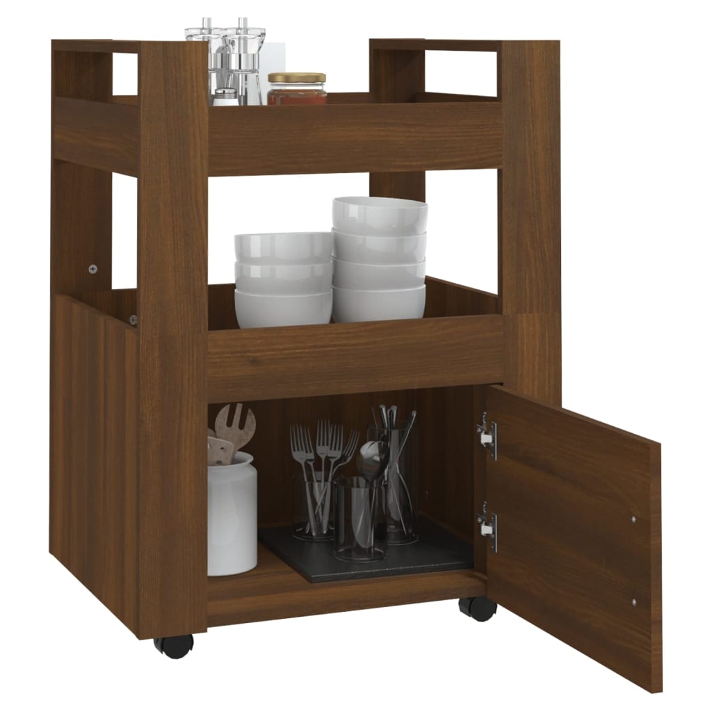 Kitchen Trolley Brown Oak 60x45x80 cm Engineered Wood