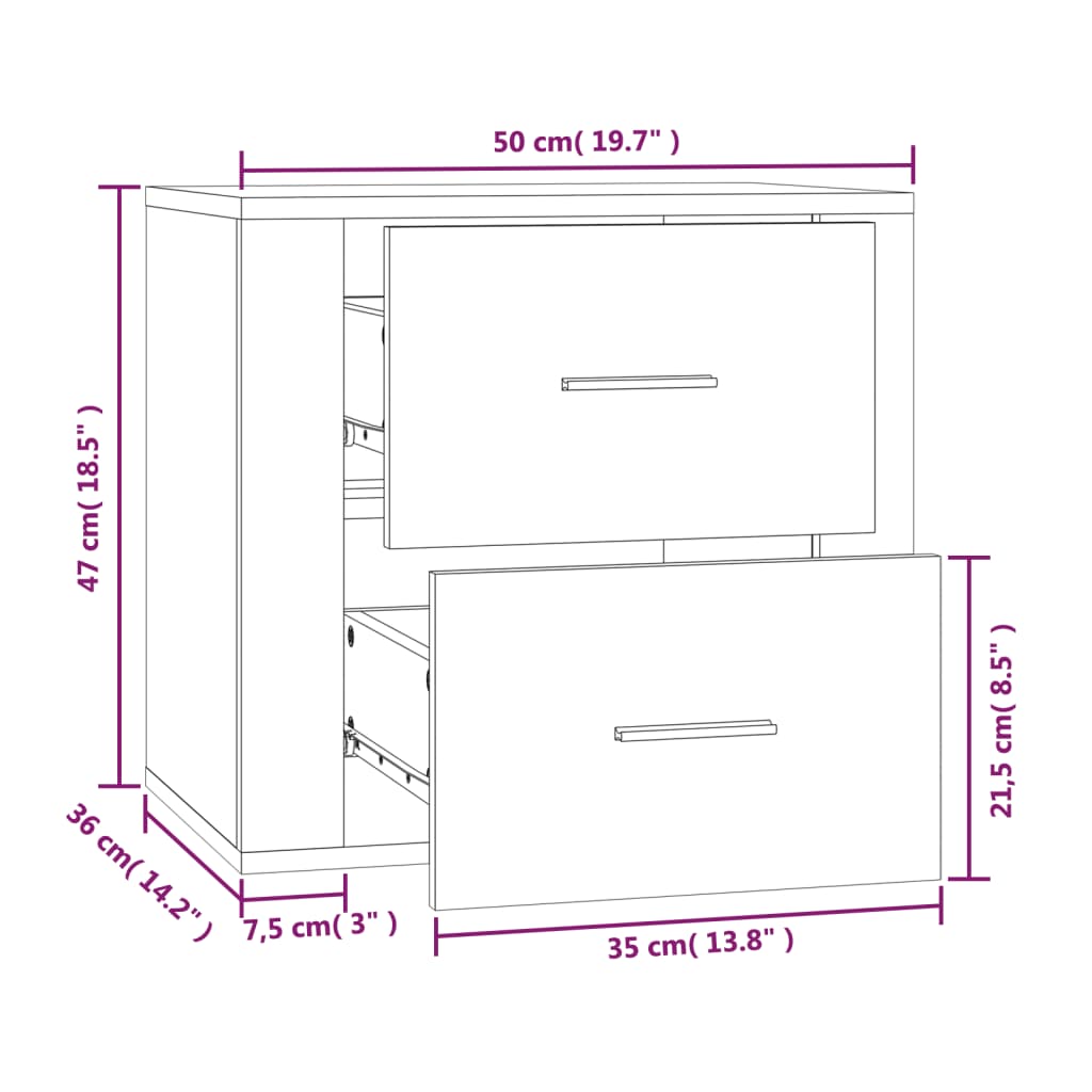 Wall-mounted Bedside Cabinet Sonoma Oak 50x36x47 cm