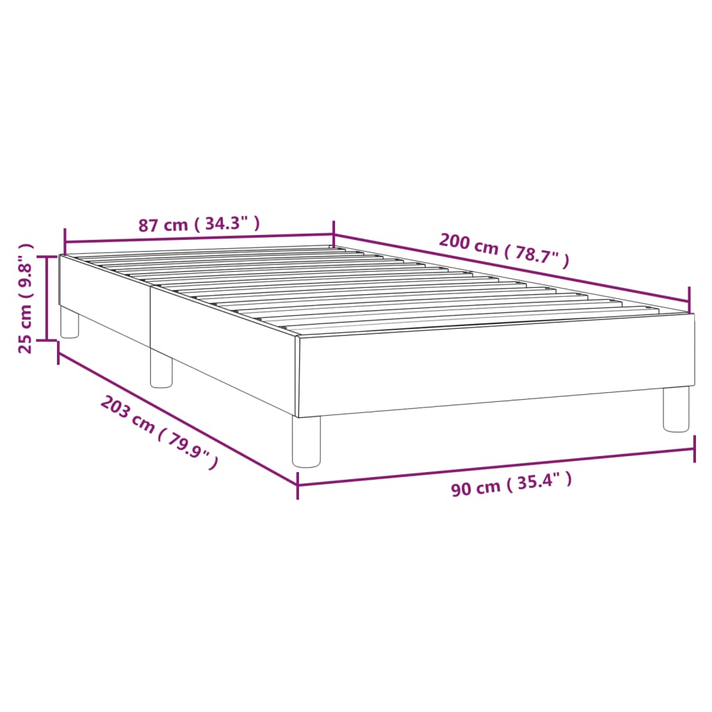 Bed Frame without Mattress Dark Grey 90x200 cm Velvet