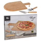 3 Piece Pizza Cutting Set 43x30 cm Bamboo