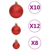 111 Piece Christmas Bauble Set Red Polystyrene