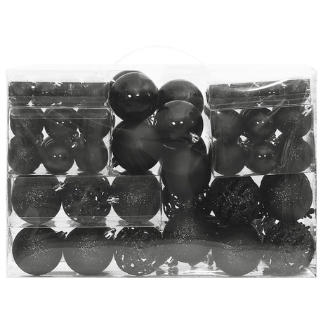 111 Piece Christmas Bauble Set Black Polystyrene