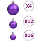 111 Piece Christmas Bauble Set Purple Polystyrene