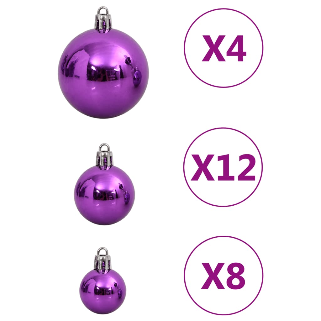 111 Piece Christmas Bauble Set Purple Polystyrene