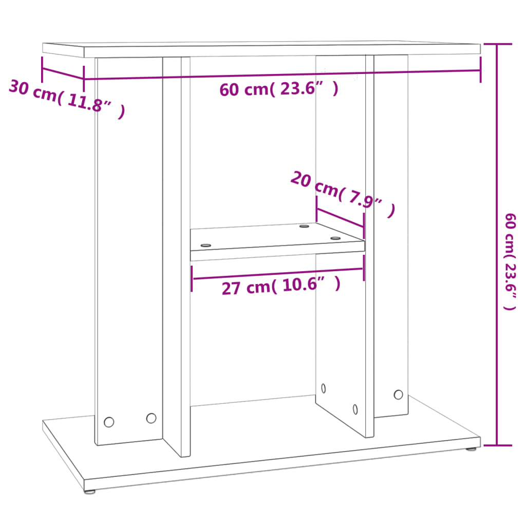 Aquarium Stand Black 60x30x60 cm Engineered Wood