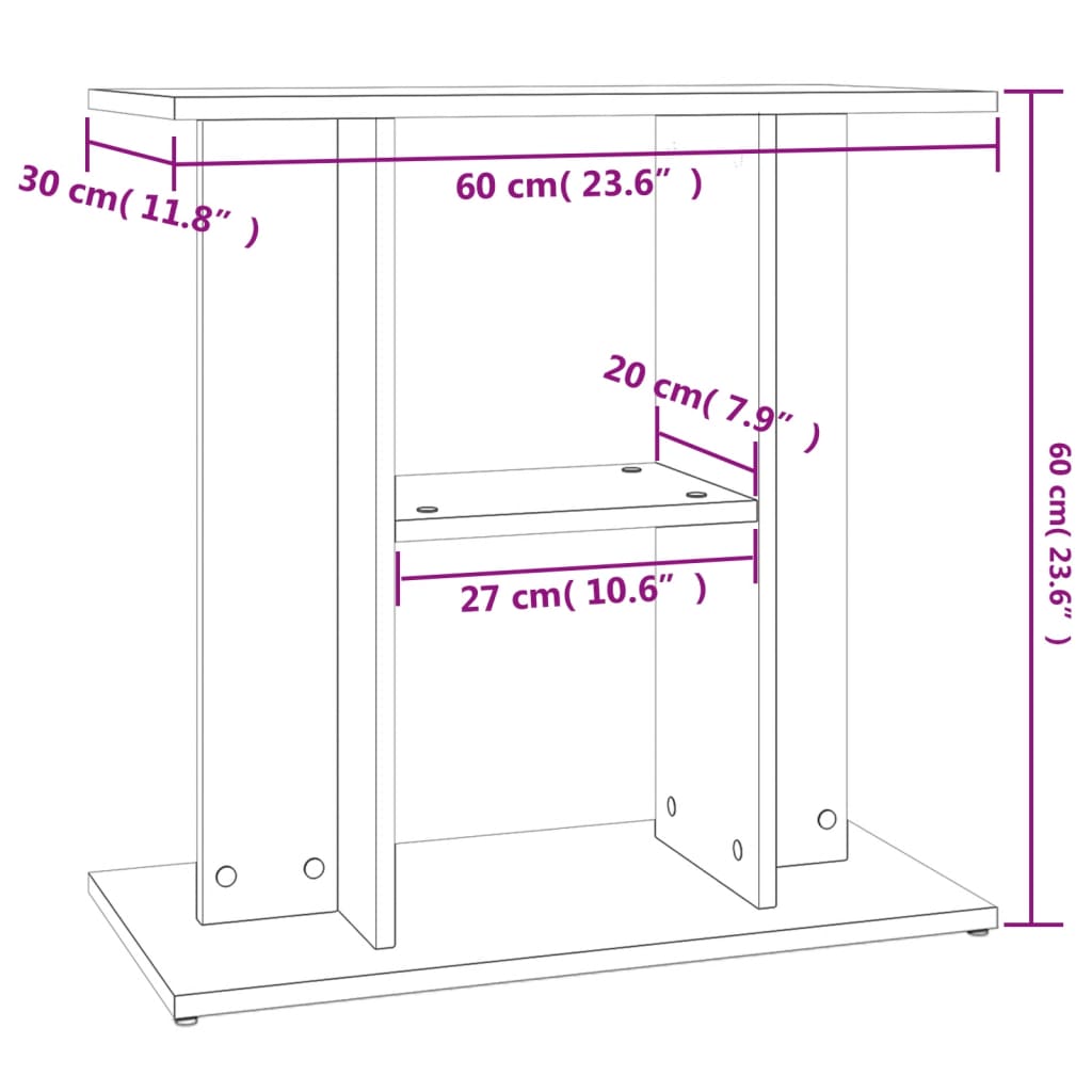 Aquarium Stand Smoked Oak 60x30x60 cm Engineered Wood