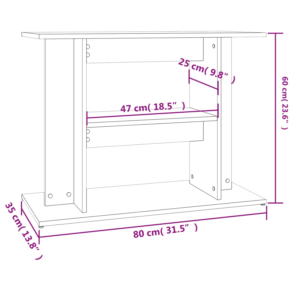 Aquarium Stand Brown Oak 80x35x60 cm Engineered Wood