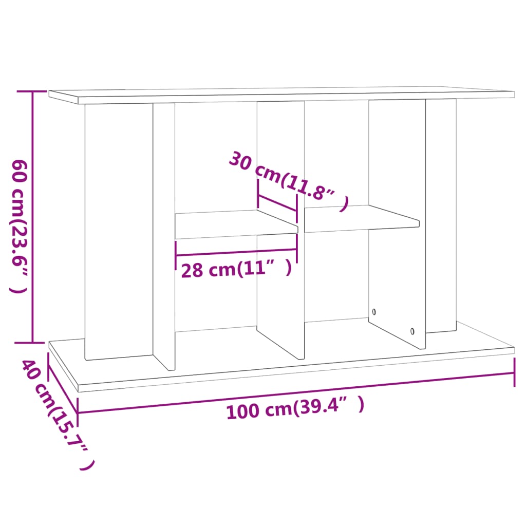 Aquarium Stand Smoked Oak 100x40x60 cm Engineered Wood