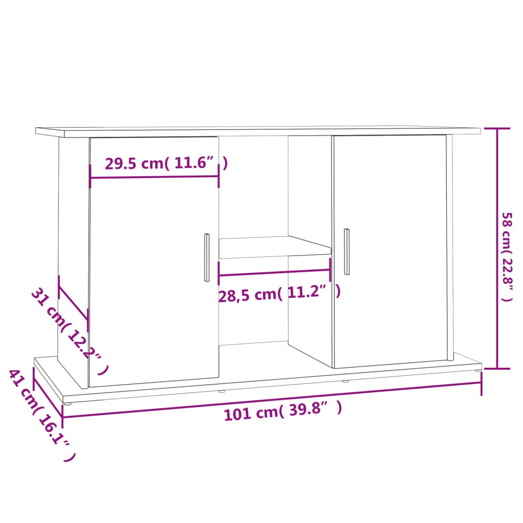 Aquarium Stand High Gloss White 101x41x58 cm Engineered Wood