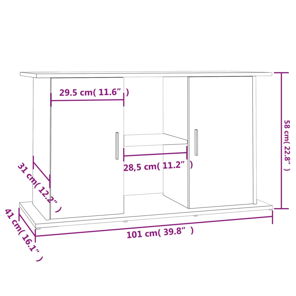 Aquarium Stand Smoked Oak 101x41x58 cm Engineered Wood