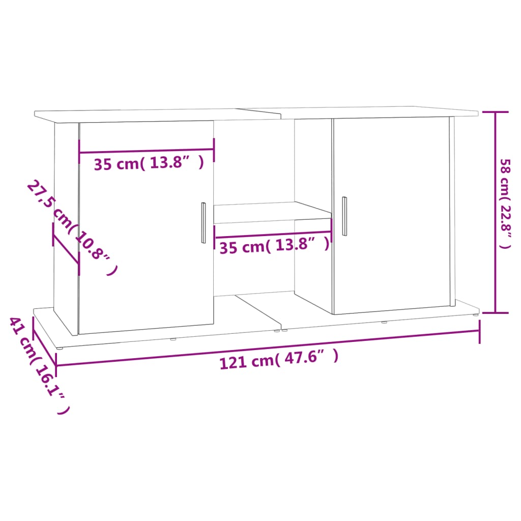 Aquarium Stand Smoked Oak 121x41x58 cm Engineered Wood