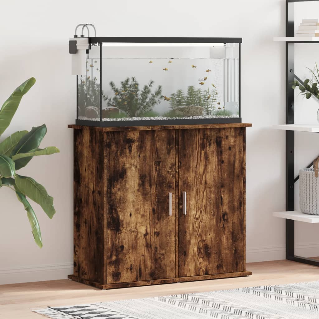 Aquarium Stand Smoked Oak 81x36x73 cm Engineered Wood