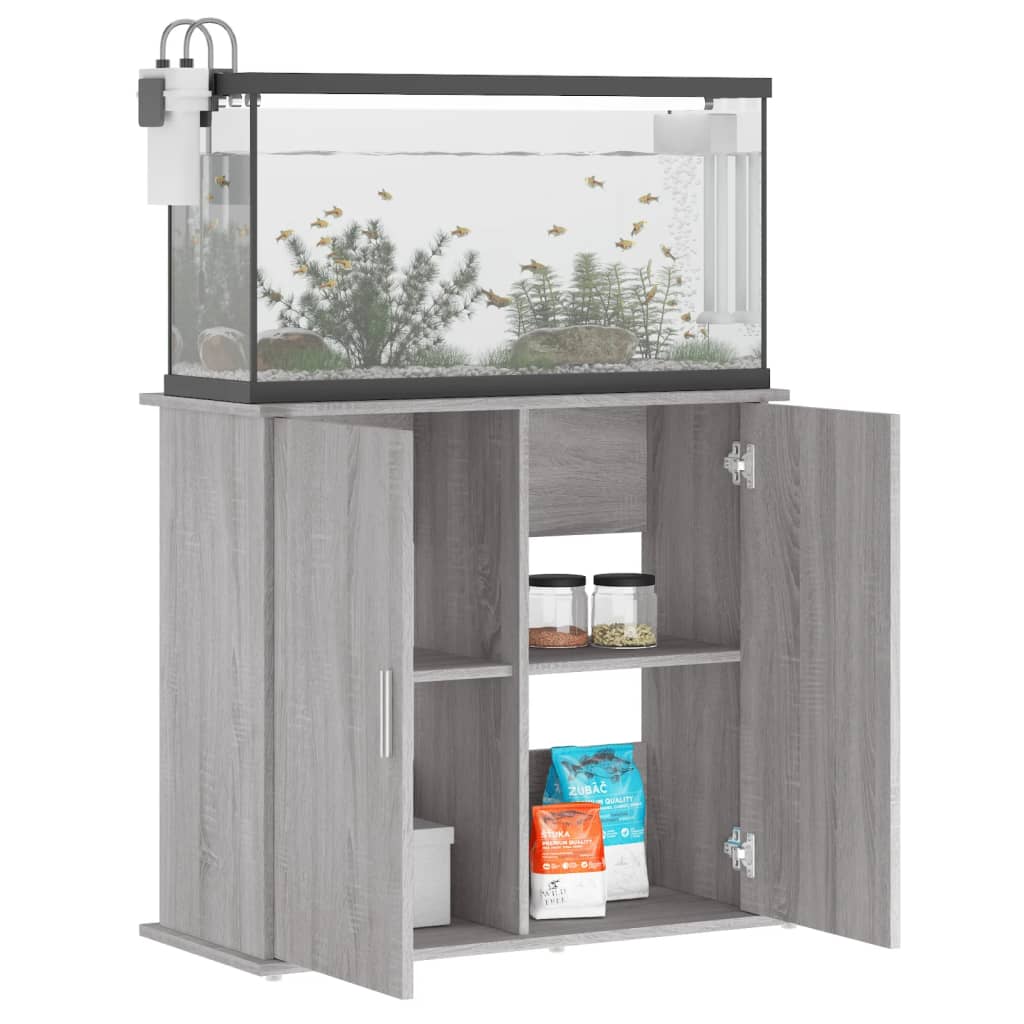 Aquarium Stand Grey Sonoma 81x36x73 cm Engineered Wood